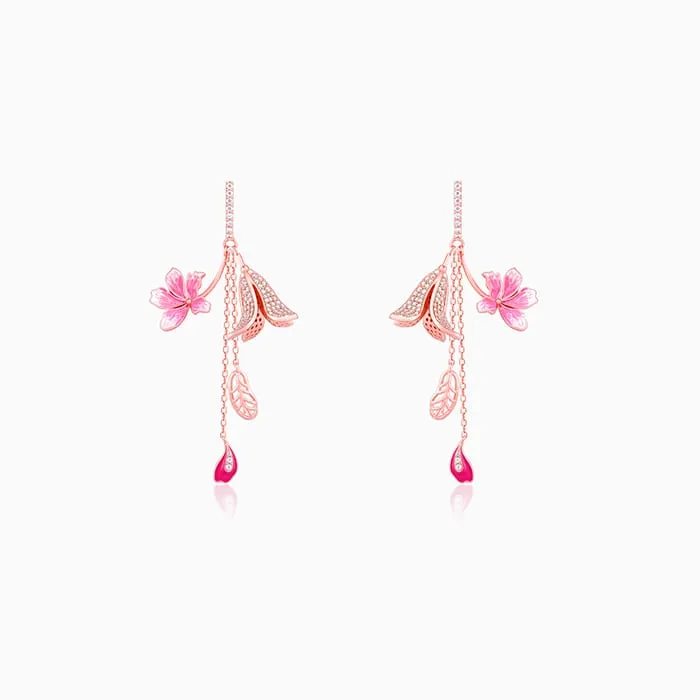Rose Gold Ebony Whimsy Dangler Earrings