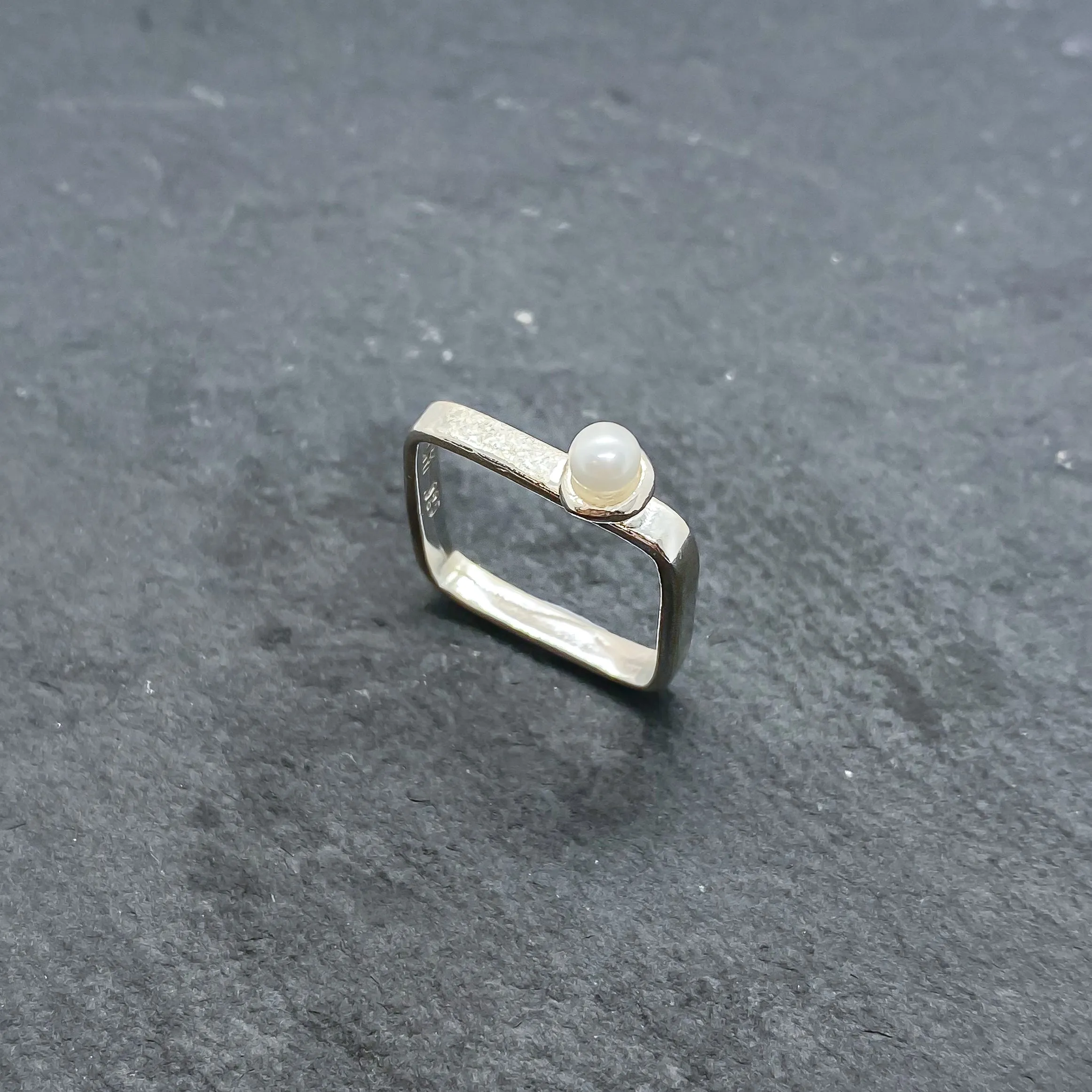Skinny Pearl Stacking Ring