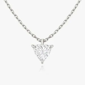 Solitaire Trillion 14K Whitegold Necklace w. Lab-Grown Diamond