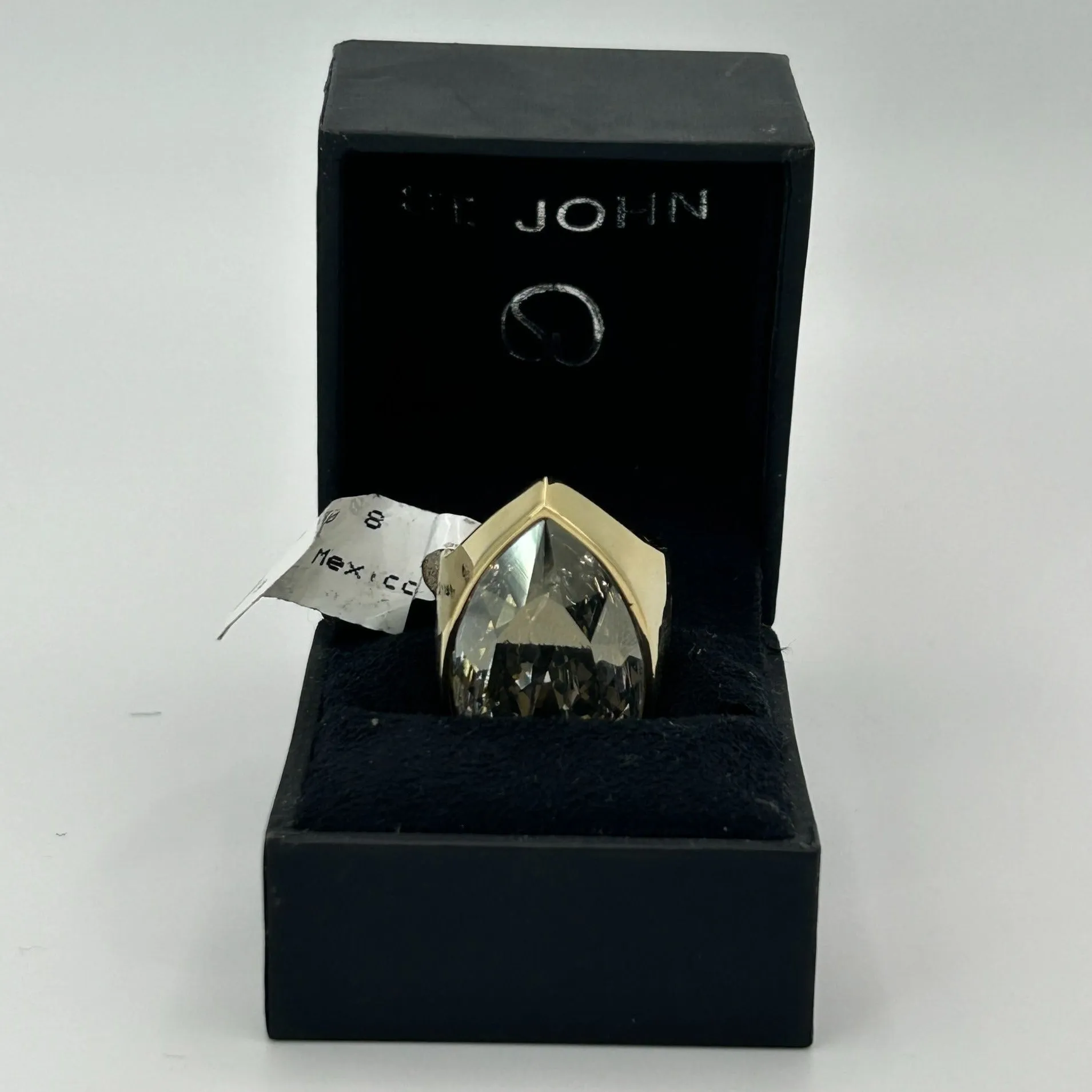 St John Designer Signed Marquise-Cut Rhinestone Ring SIZE 8.25
