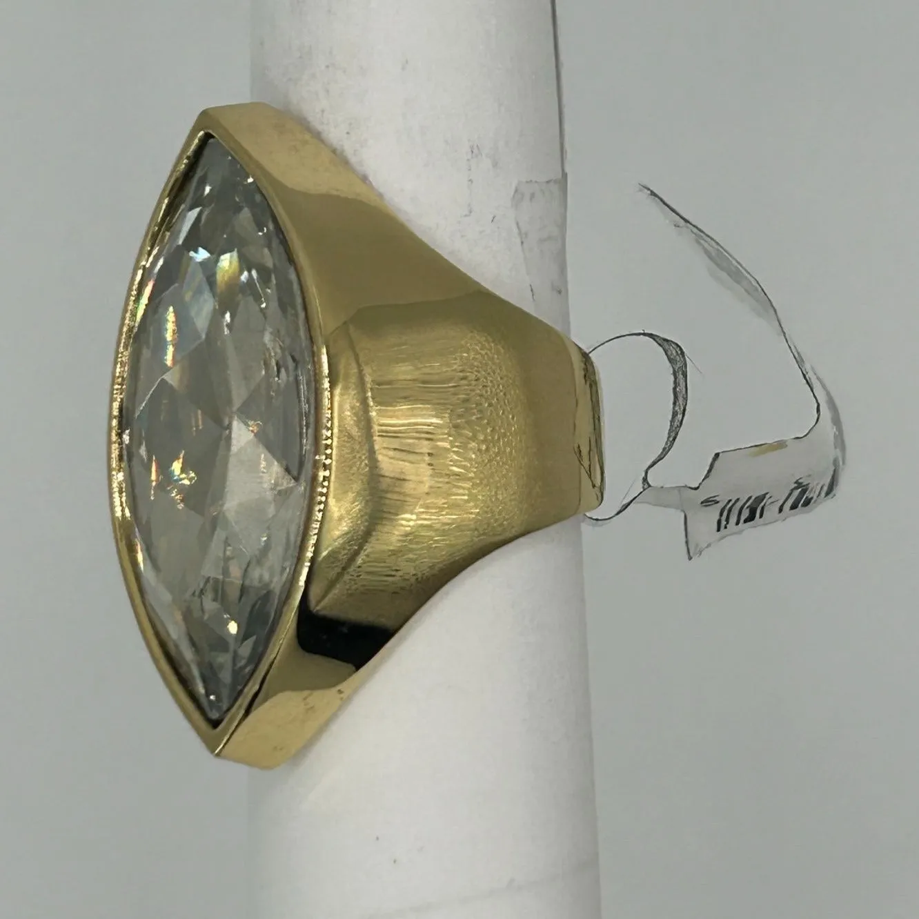 St John Designer Signed Marquise-Cut Rhinestone Ring SIZE 8.25