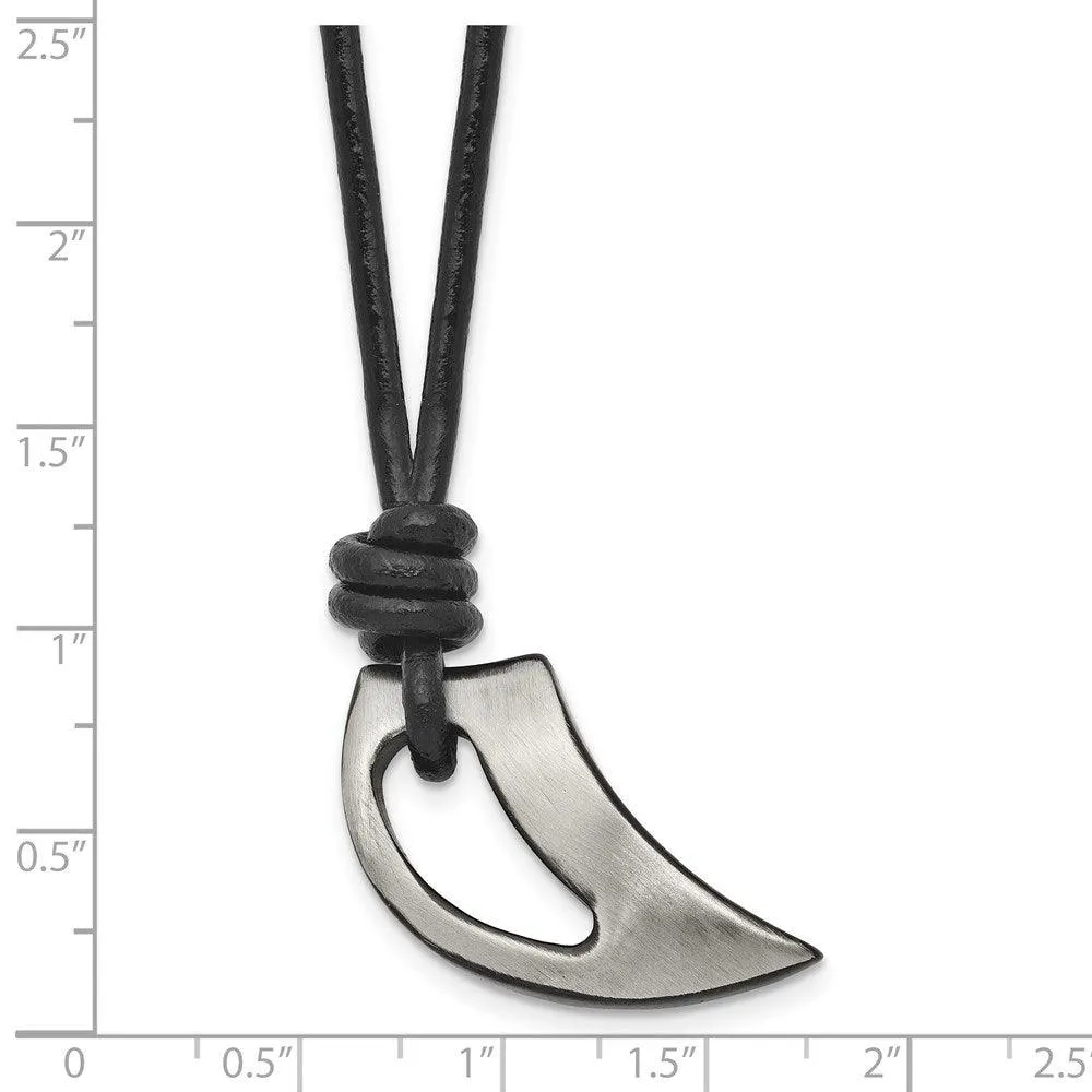 Stainless Steel Polished and Brushed Black IP-plated Claw Necklace