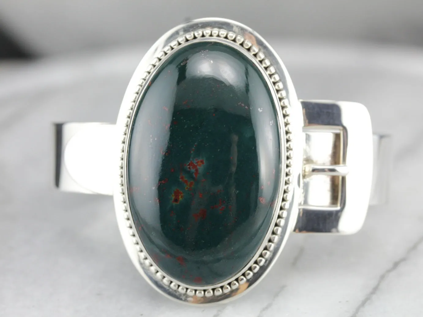 Sterling Silver Bloodstone Bracelet