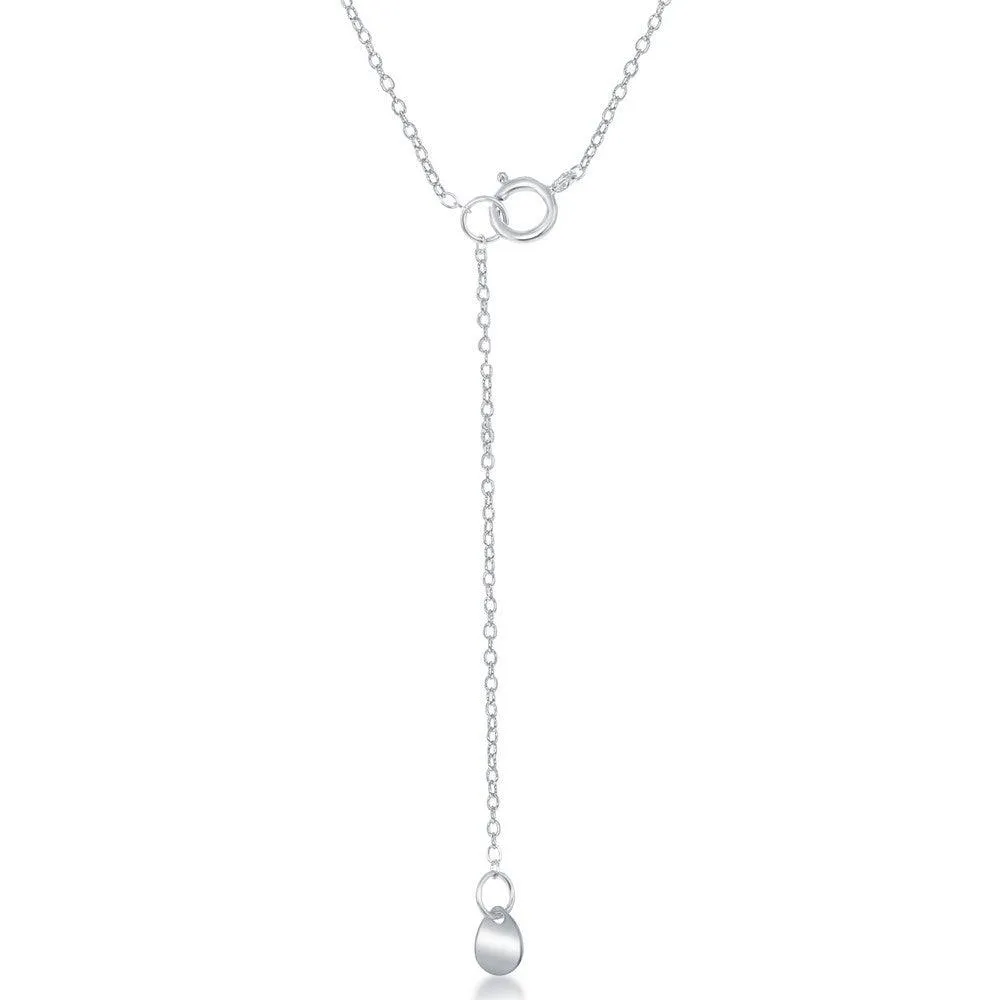 Sterling Silver Open Cricle with Vertical Hanging Bar Lariat Necklace
