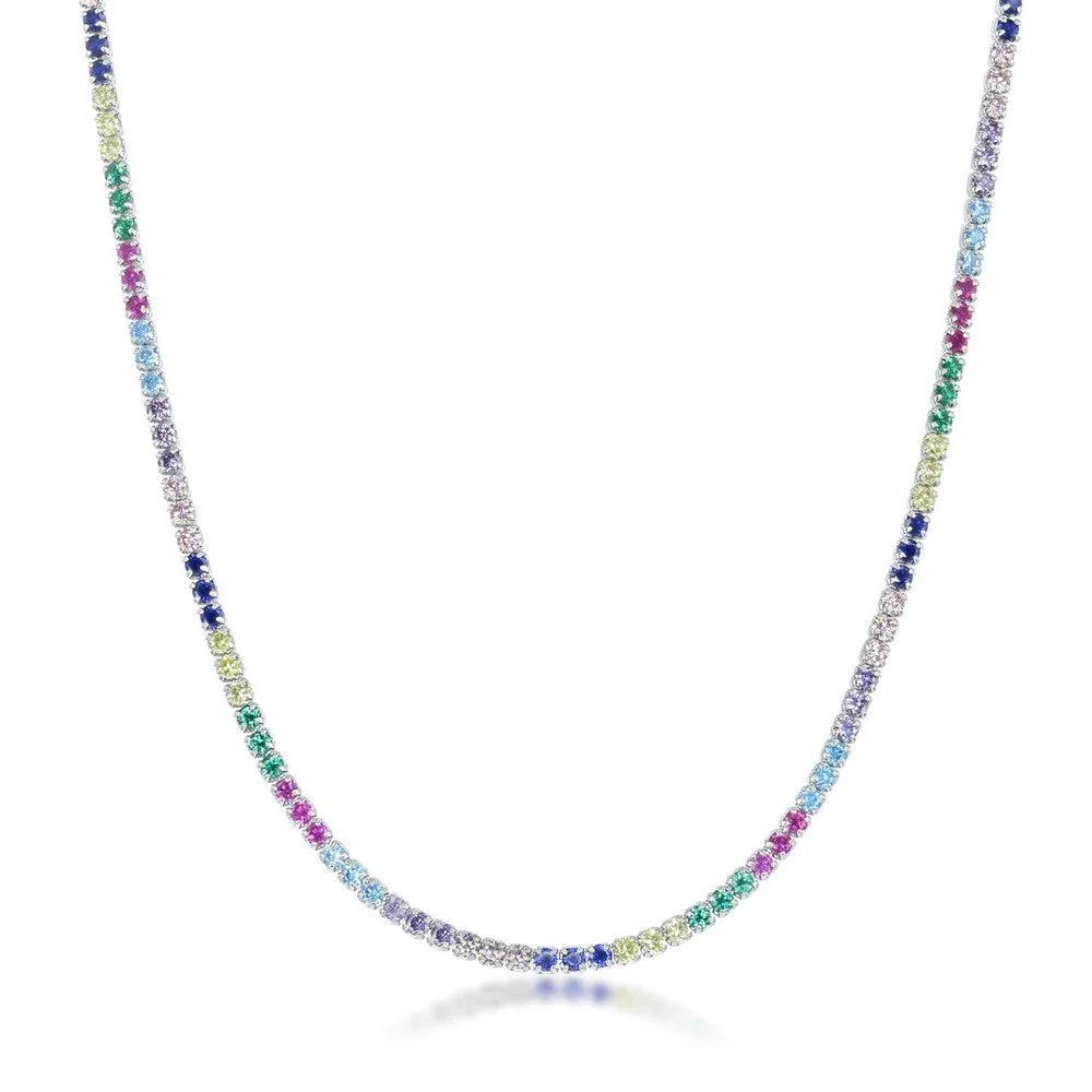 Sterling Silver Rainbow CZ Chain