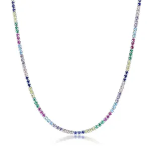Sterling Silver Rainbow CZ Chain