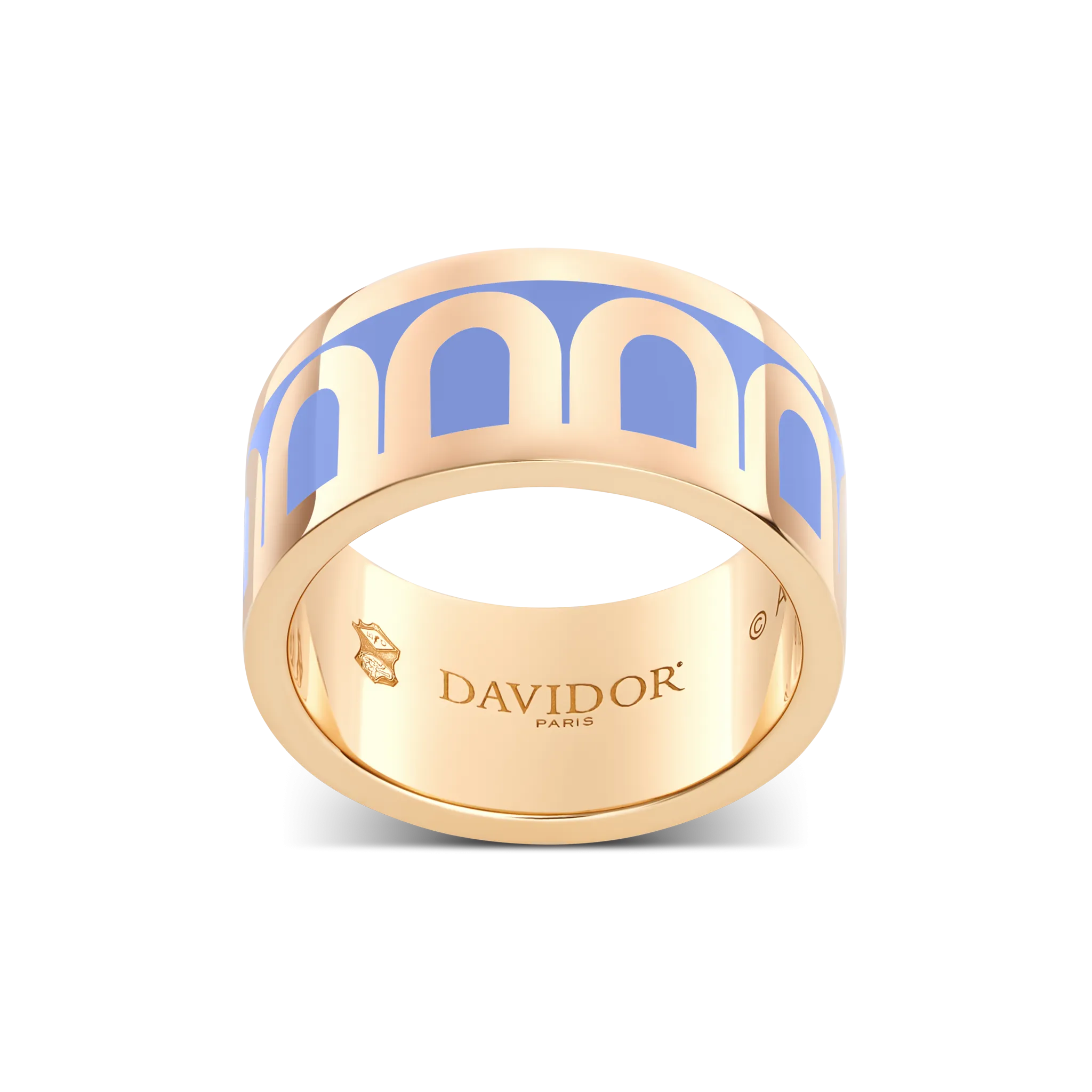 Sur-Mesure L'Arc de DAVIDOR Ring GM, 18k Rose Gold with Hortensia Lacquered Ceramic