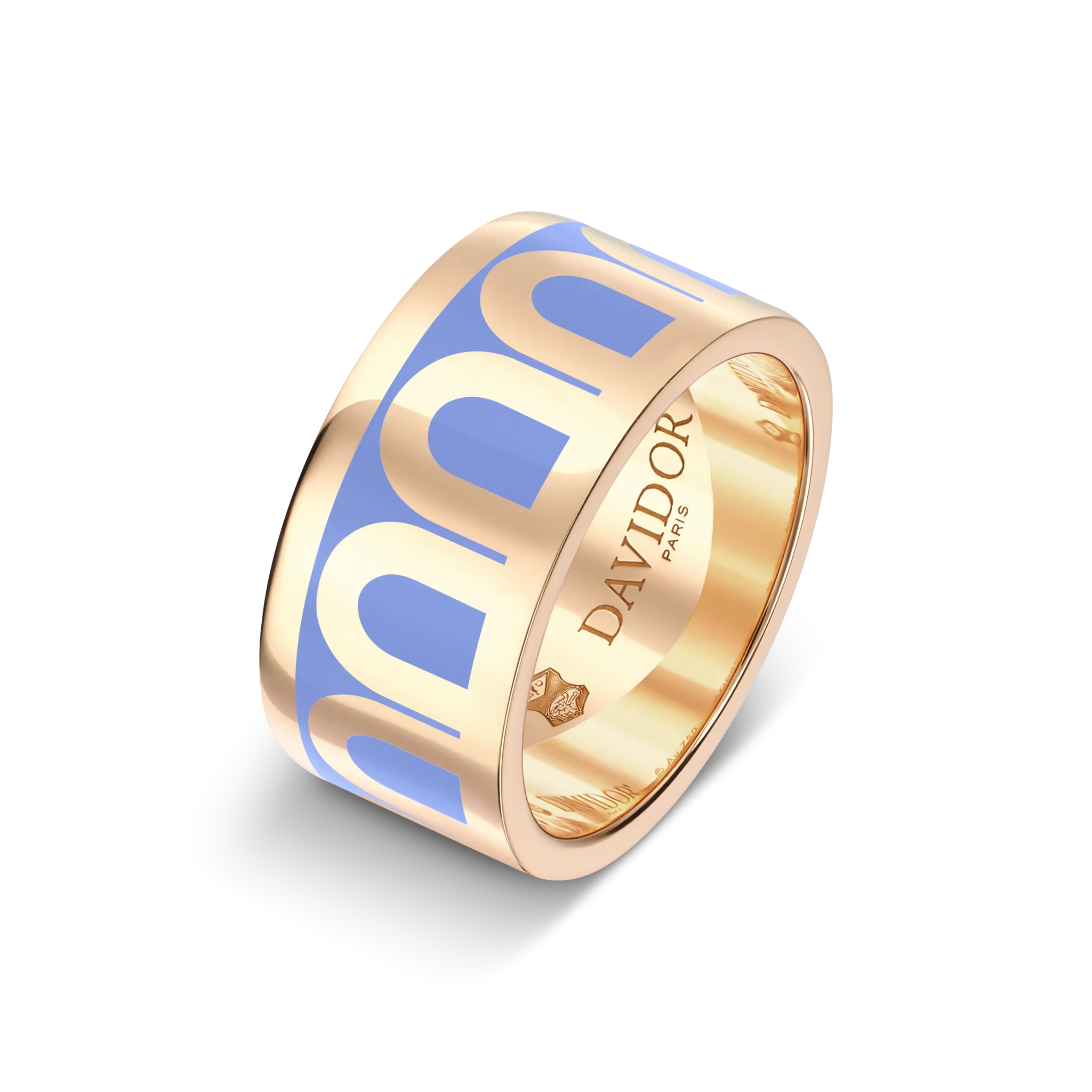 Sur-Mesure L'Arc de DAVIDOR Ring GM, 18k Rose Gold with Hortensia Lacquered Ceramic
