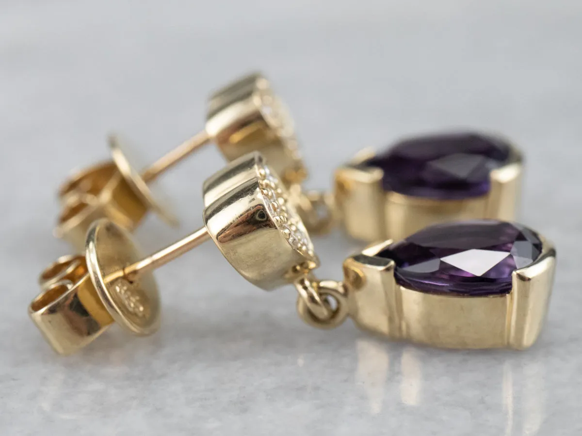 Sweetheart Amethyst and Diamond Drop Earrings