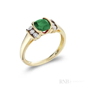 Synthetic Emerald Diamond Ring
