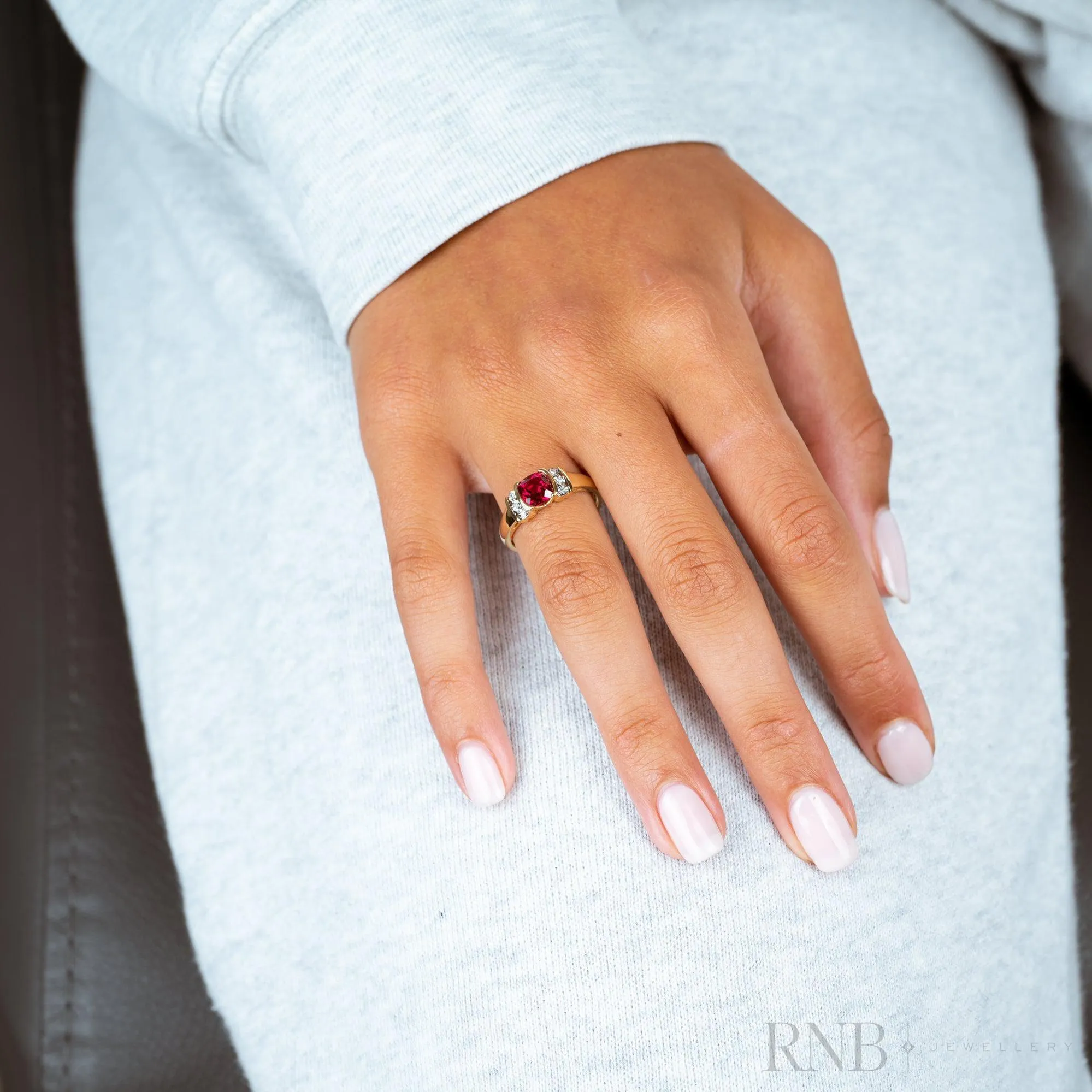 Synthetic Emerald Diamond Ring