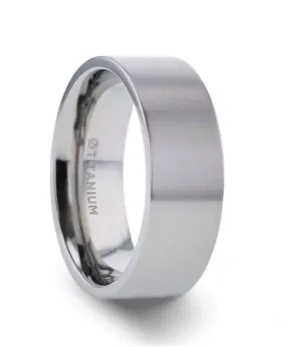 Titanium ??Solar?? 8mm Flat Profile Brushed Finish Wedding Band
