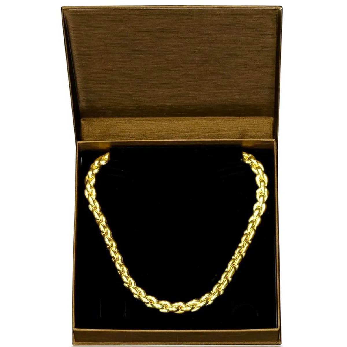 Unisex Necklace - 14K Gold Overlay Oval Linked Magnetic Clasp | BML-4094