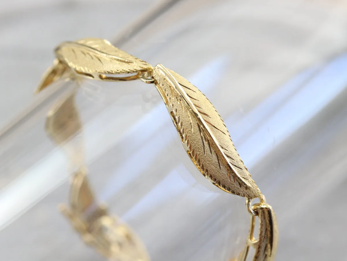 Vintage 18K Yellow Gold Leaf Bracelet
