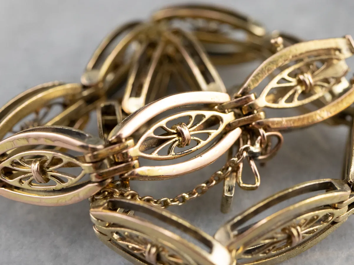 Vintage Gold Floral Link Bracelet