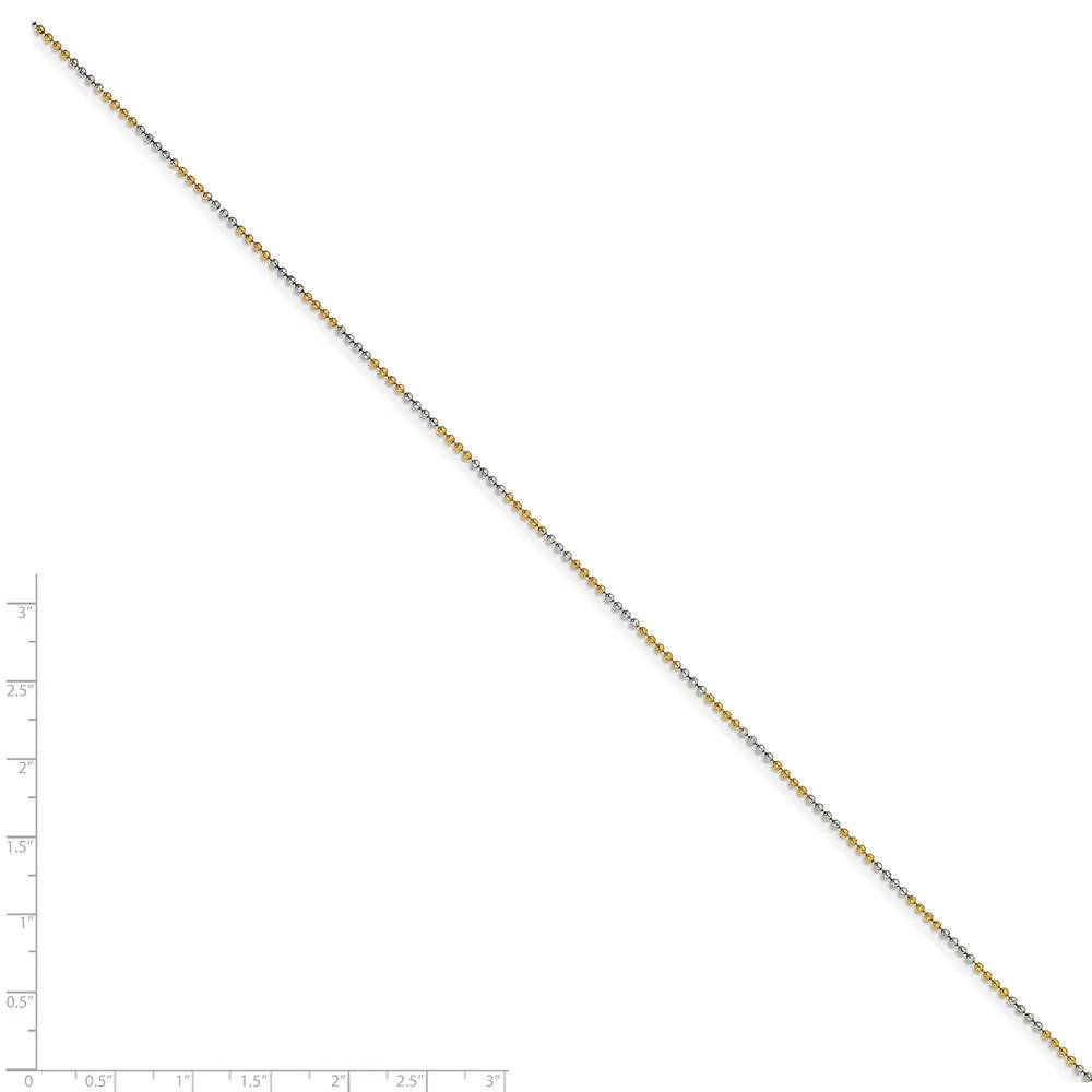 White & Yellow Rhodium over Brass 1.50mm 2 color plated Ball Chain | SRN206