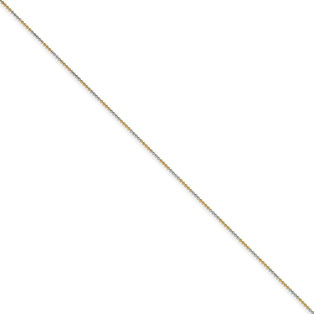 White & Yellow Rhodium over Brass 1.50mm 2 color plated Ball Chain | SRN206