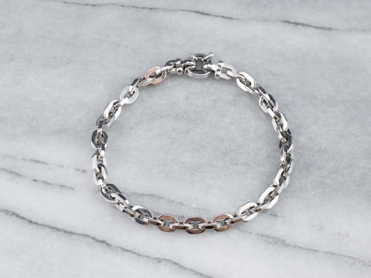 White Gold Chain Link Bracelet