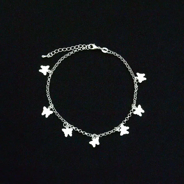 wholesale New fashion jewelry silver color heart beads star mix design anklet  for women girl wholesale AN53