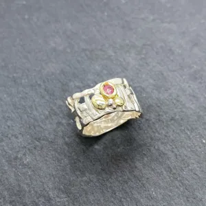 Woven Basket Pebble Pink Tourmaline Ring