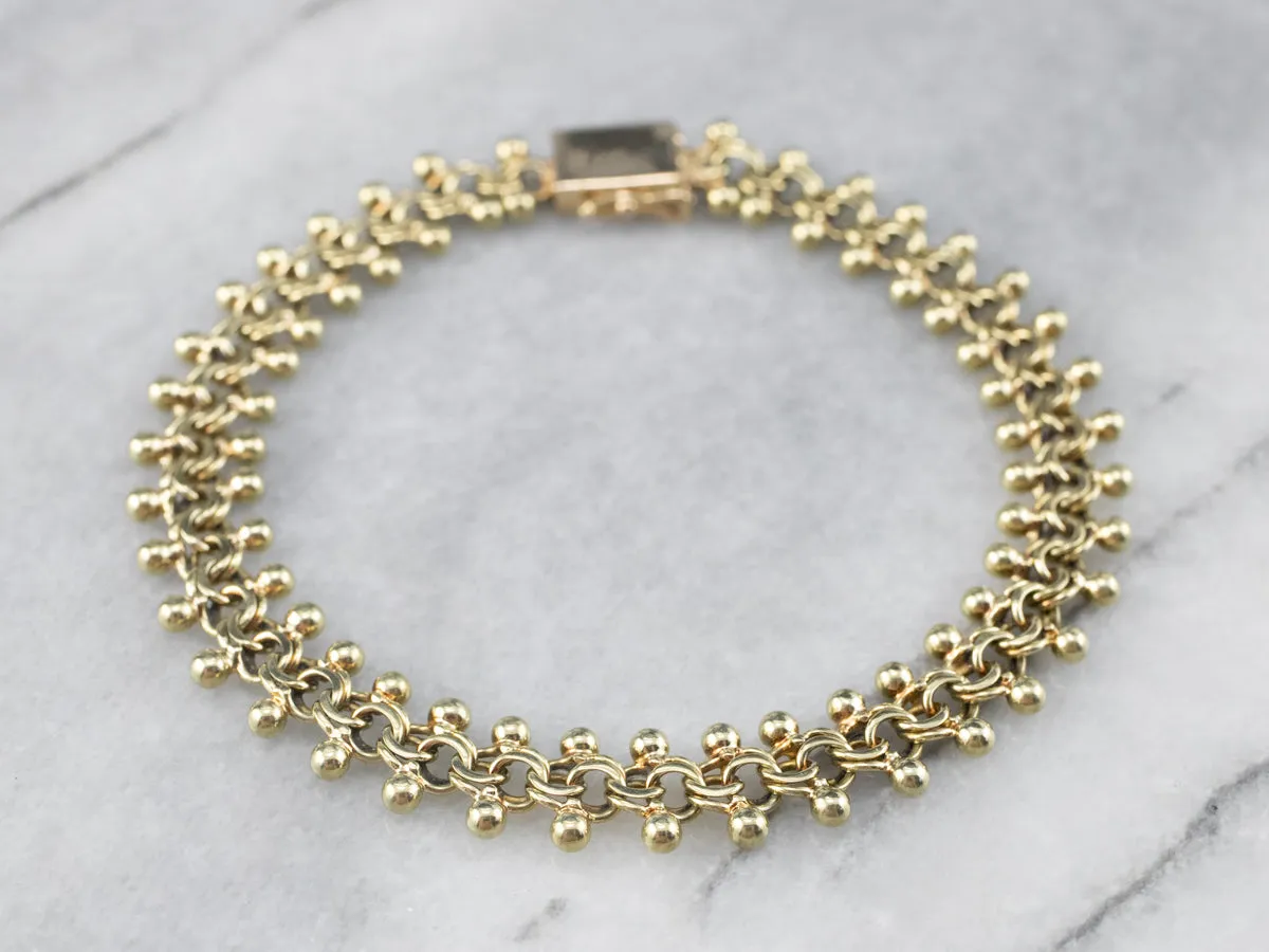 Woven Fancy Link Gold Beaded Bracelet