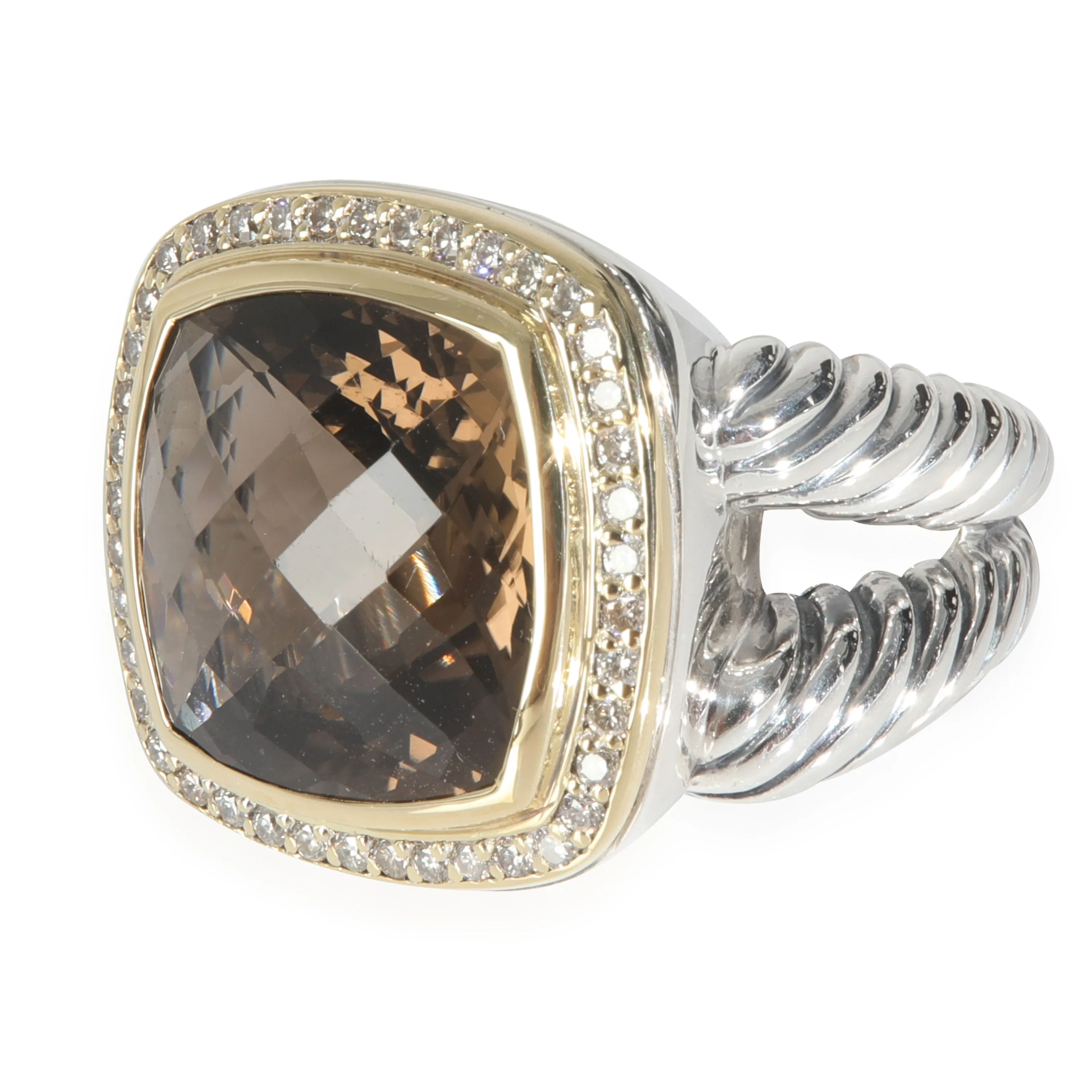 Yellow Gold & Sterling Silver Smokey Quartz and Diamond Albion Ring