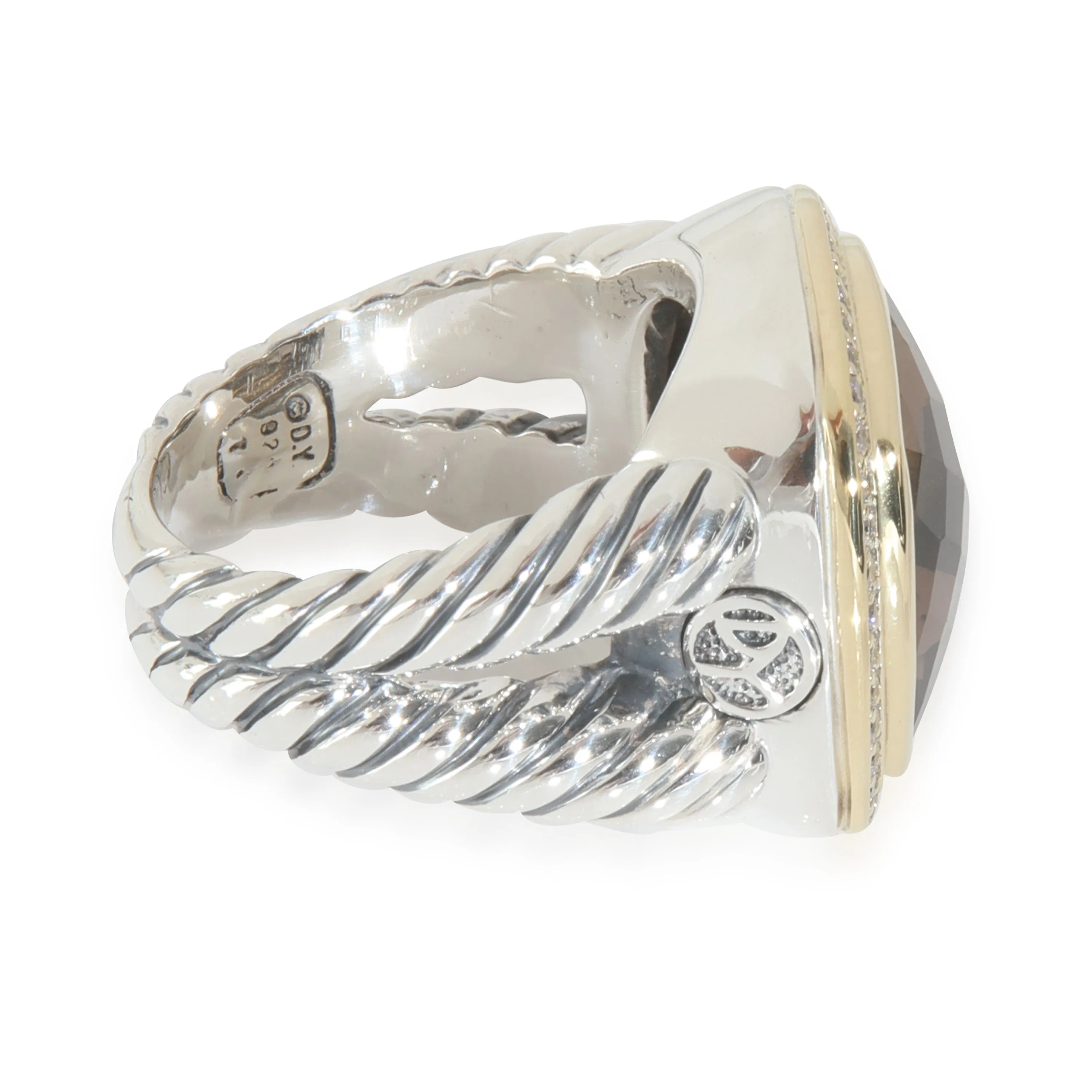 Yellow Gold & Sterling Silver Smokey Quartz and Diamond Albion Ring