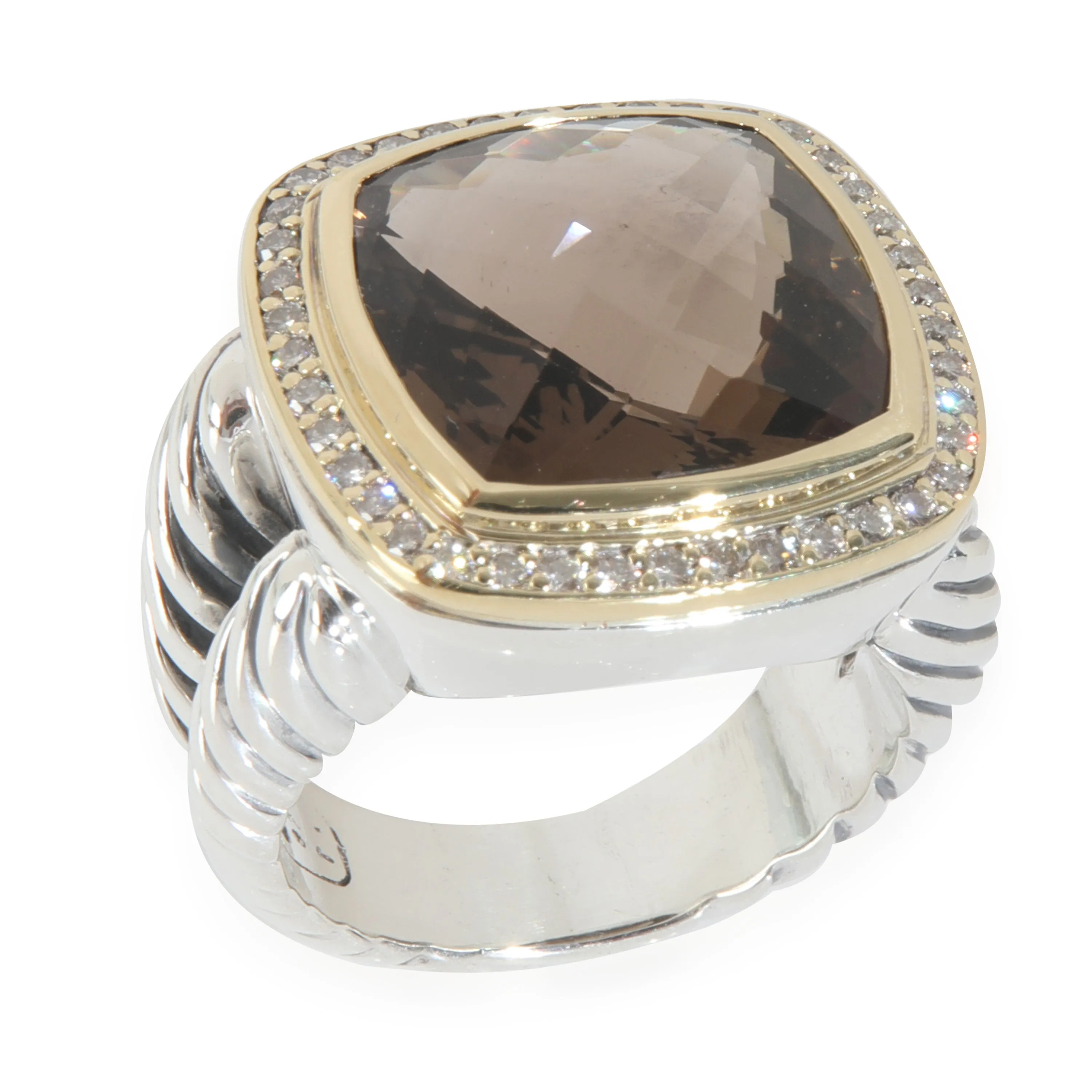 Yellow Gold & Sterling Silver Smokey Quartz and Diamond Albion Ring