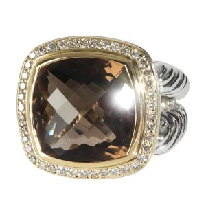 Yellow Gold & Sterling Silver Smokey Quartz and Diamond Albion Ring